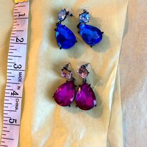 Fun Dangle blue and pink earrings lot of two, one of each